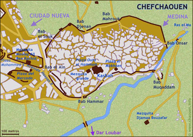 Mapa y plano de Chefchaouen, Chaouen, Xauen, © Chaouen Info