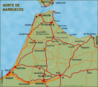 Mapa y plano del Norte de Marruecos, © Chaouen Info
